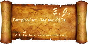 Berghofer Jeremiás névjegykártya